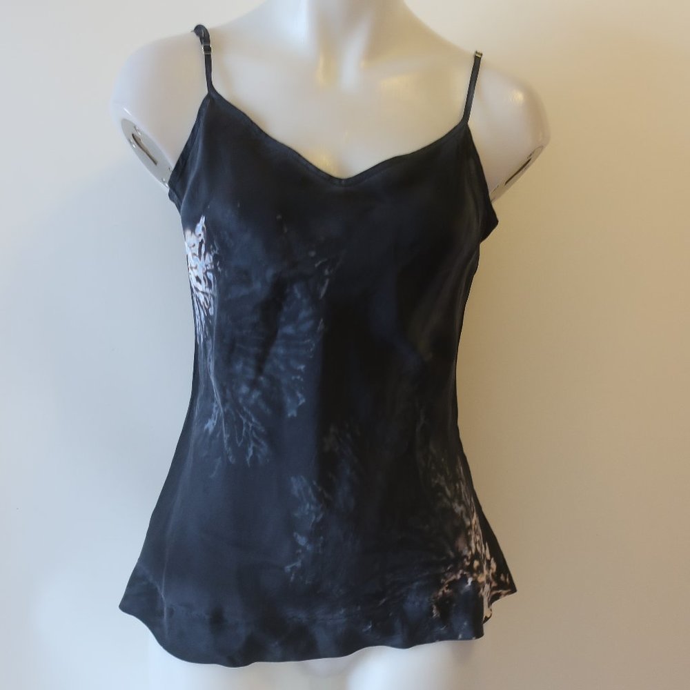 Womens Marika Charles Blue Black Silk Spaghetti Strap Cami Tank Top 1 US/S *